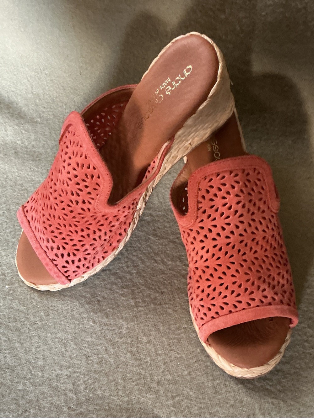 Andre Assous Coral Suede Laser-Cut Espadrille Wedges